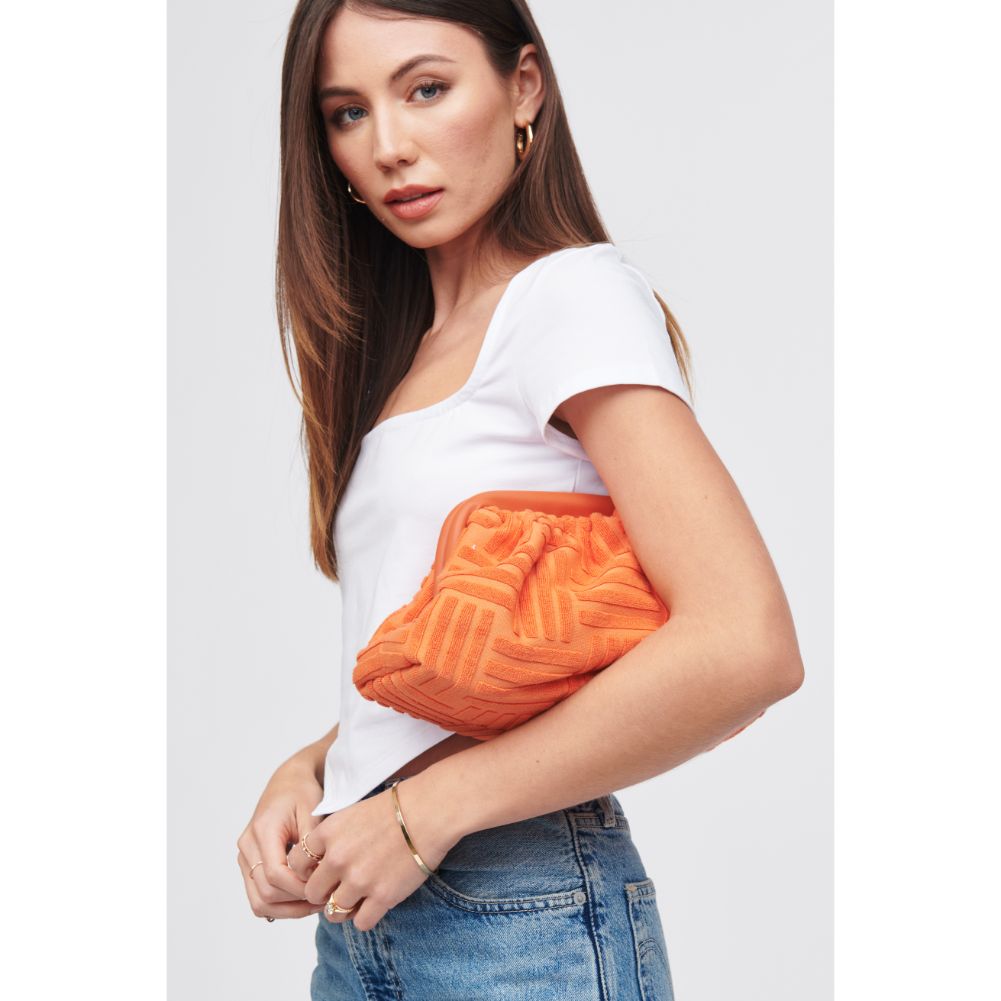 Woman wearing Tangerine Urban Expressions Winnie Crossbody 840611100139 View 4 | Tangerine