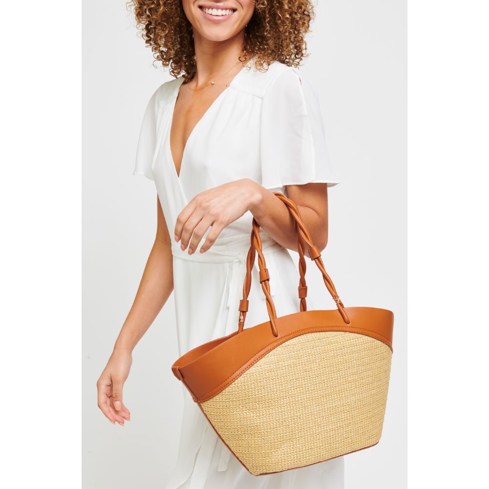 Woman wearing Beige Urban Expressions Cyprus Tote 840611181541 View 1 | Beige