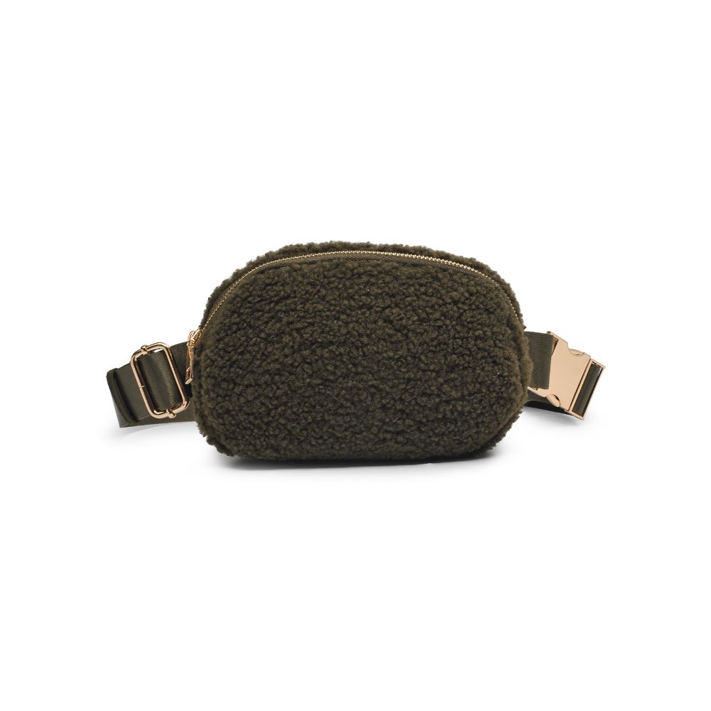 Woman wearing Olive Urban Expressions Santi Belt Bag 840611190482 View 5 | Olive