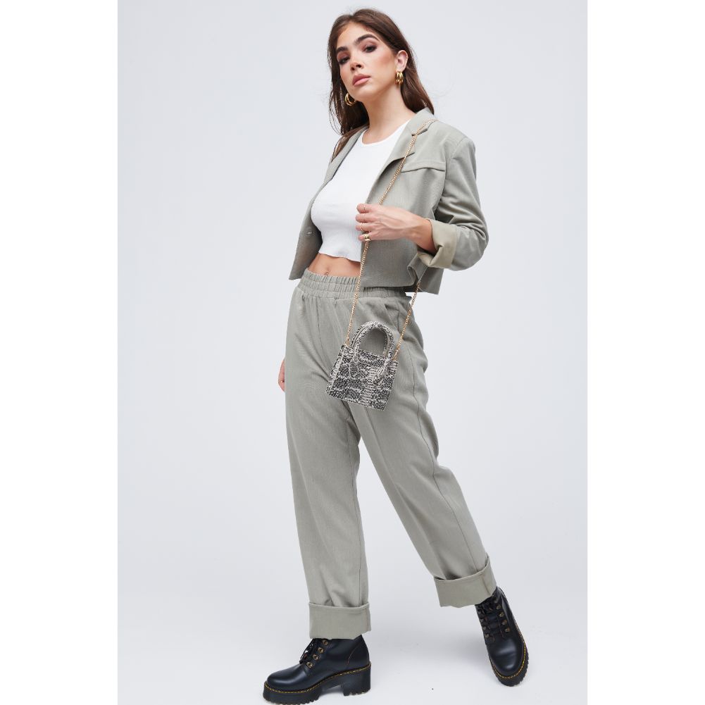 Woman wearing Black White Urban Expressions Daria - Snake Crossbody 818209011211 View 3 | Black White