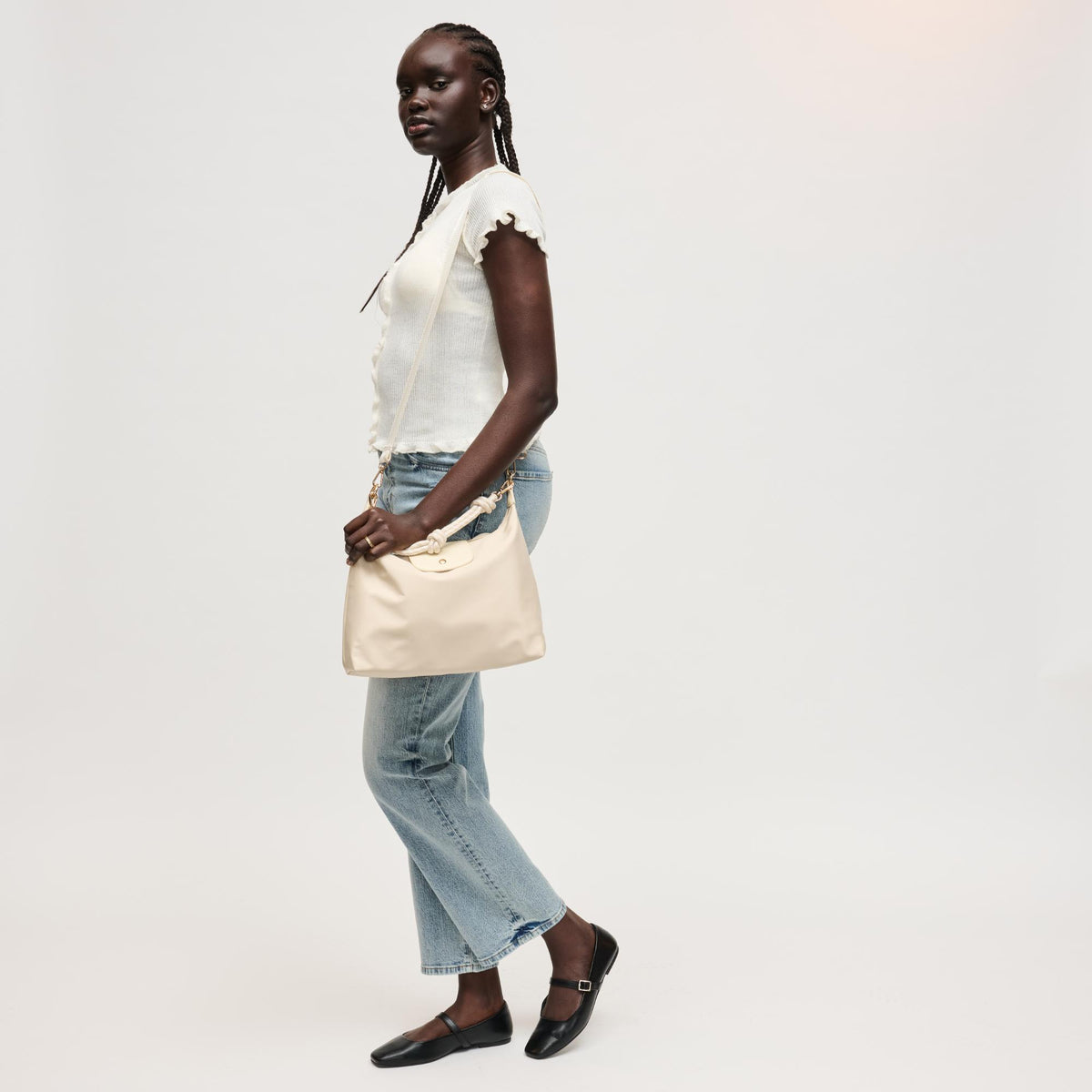 Woman wearing Cream Urban Expressions Nova Hobo 840504206108 View 3 | Cream