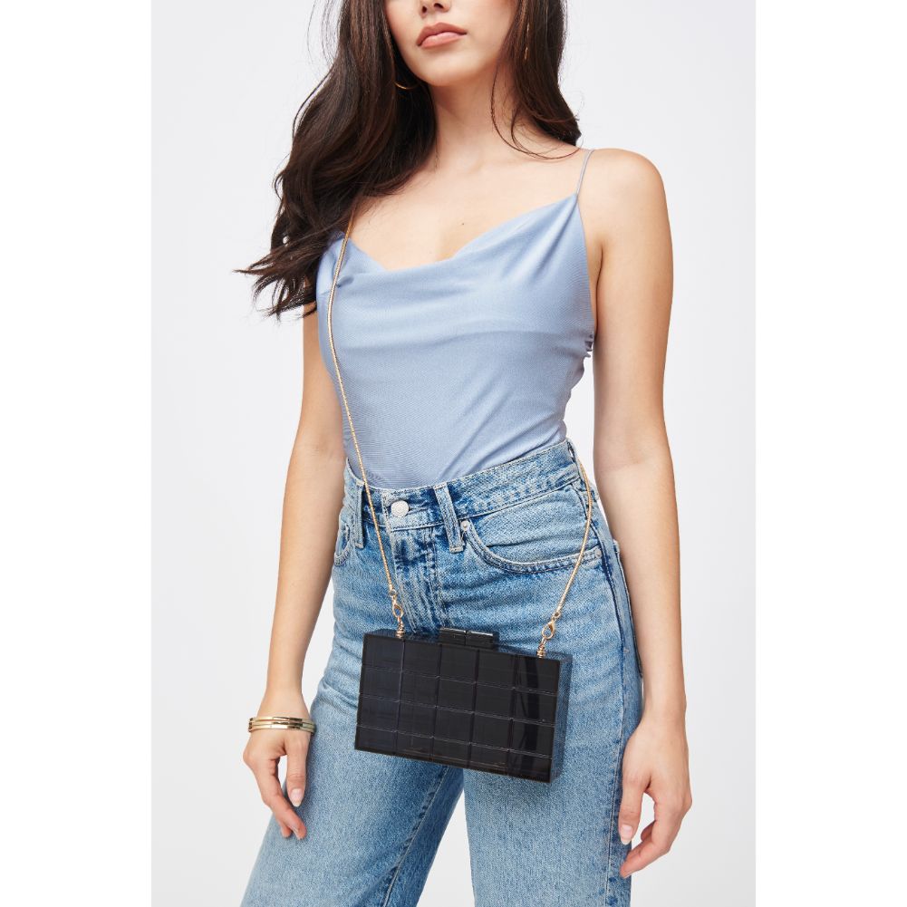 Woman wearing Smoke Urban Expressions Nisha Evening Bag 840611184443 View 1 | Smoke