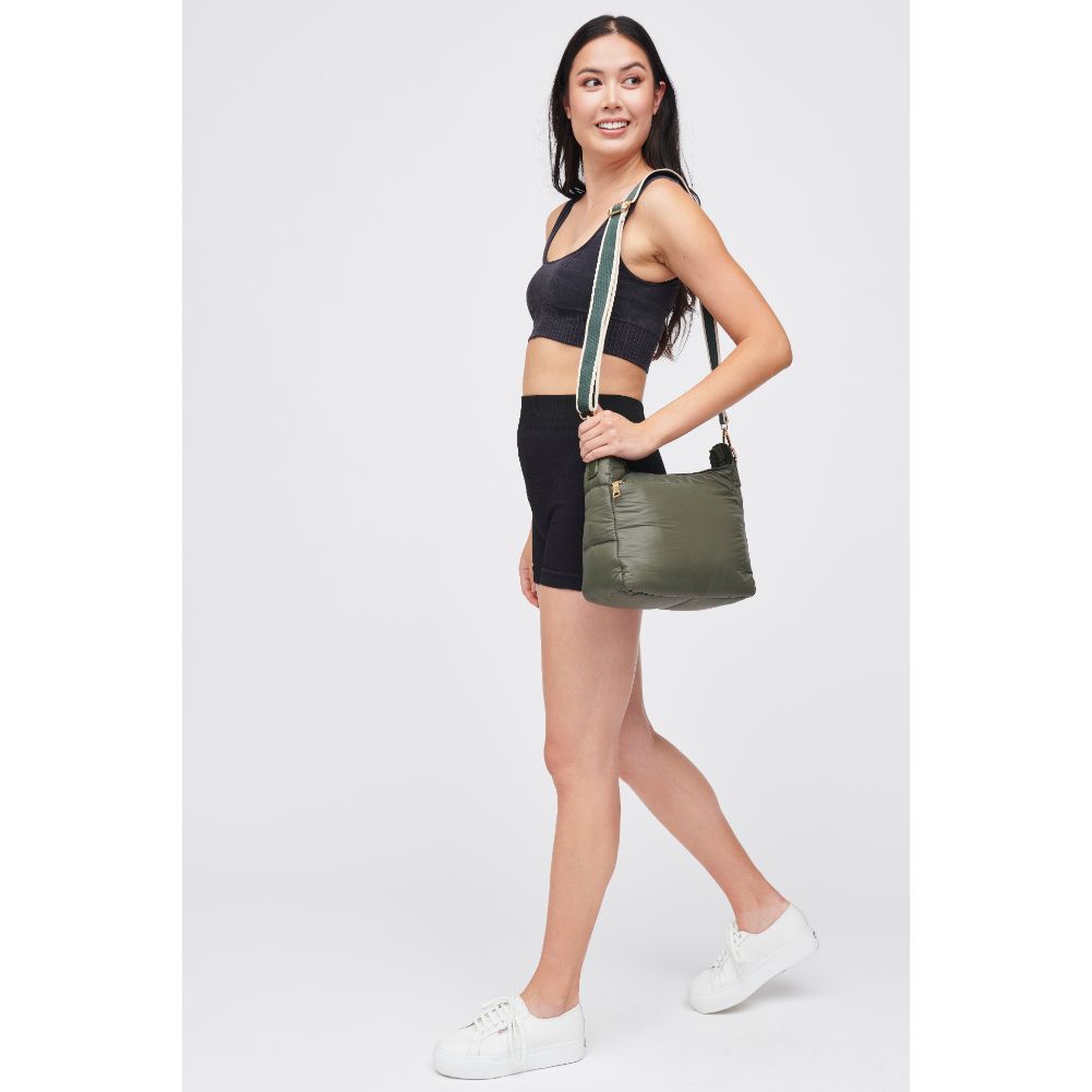 Woman wearing Olive Urban Expressions Verna Crossbody 840611185006 View 3 | Olive