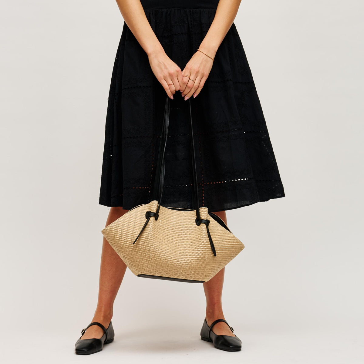 Woman wearing Natural Black Urban Expressions Dylan Tote 840504205668 View 3 | Natural Black