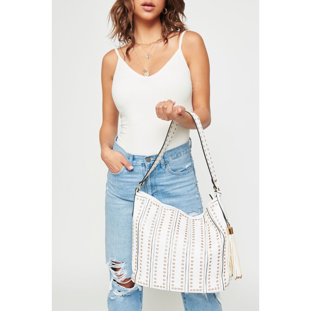 Woman wearing White Urban Expressions Nicola Hobo NA-840611126375 View 2 | White
