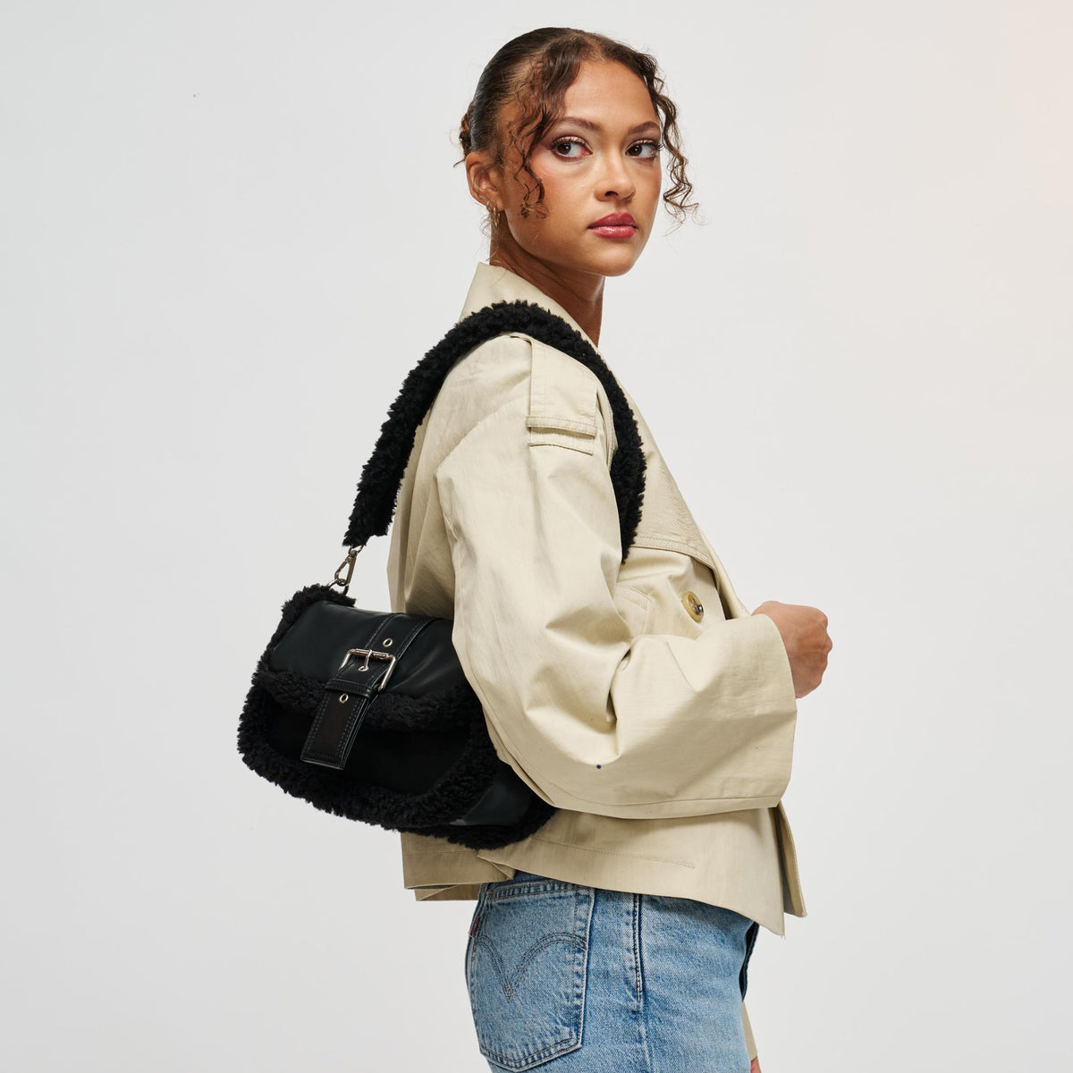 Woman wearing Black Urban Expressions Robby Shoulder Bag 840504212888 View 3 | Black