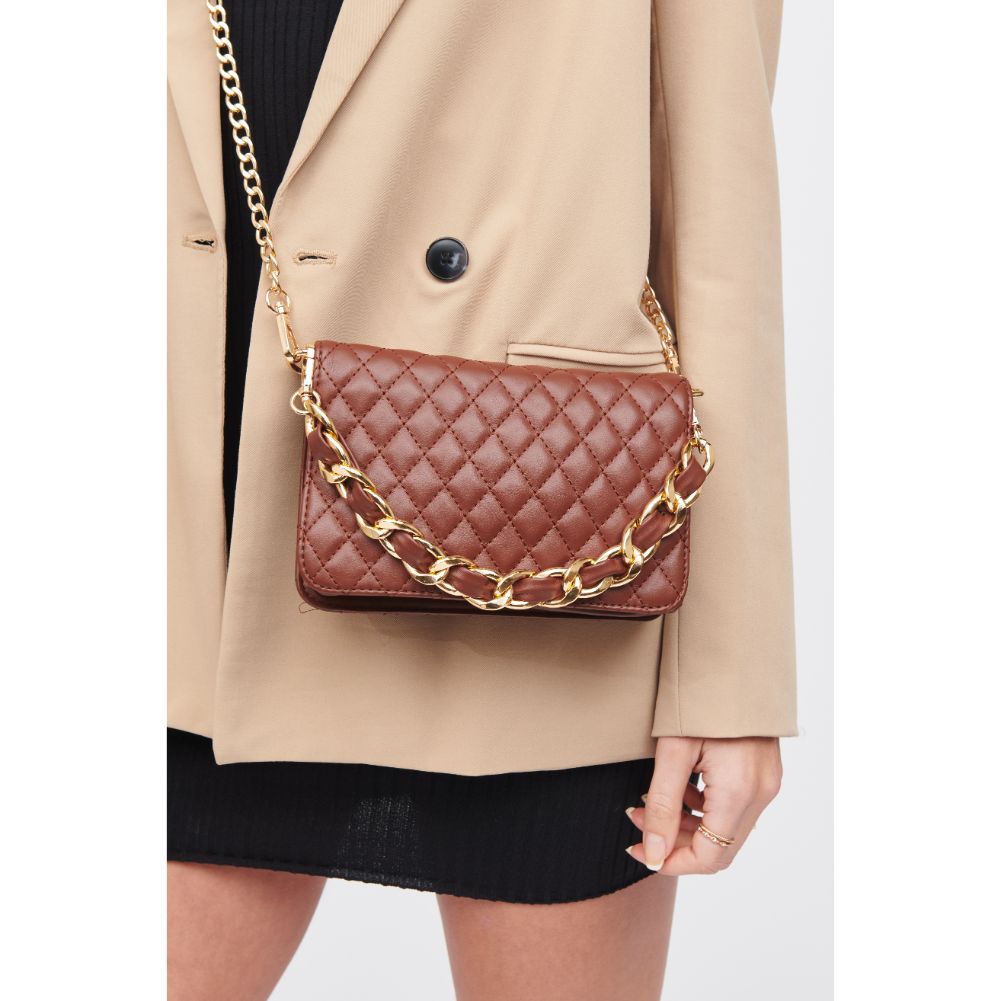 Woman wearing Chocolate Urban Expressions Karolina Crossbody 818209013437 View 1 | Chocolate