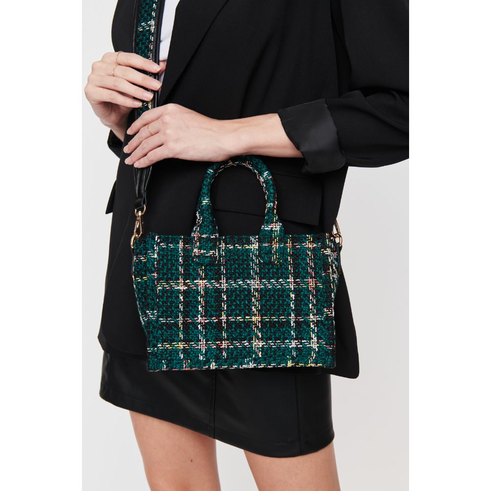Woman wearing Green Urban Expressions Edina - Plaid Crossbody 840611103086 View 3 | Green