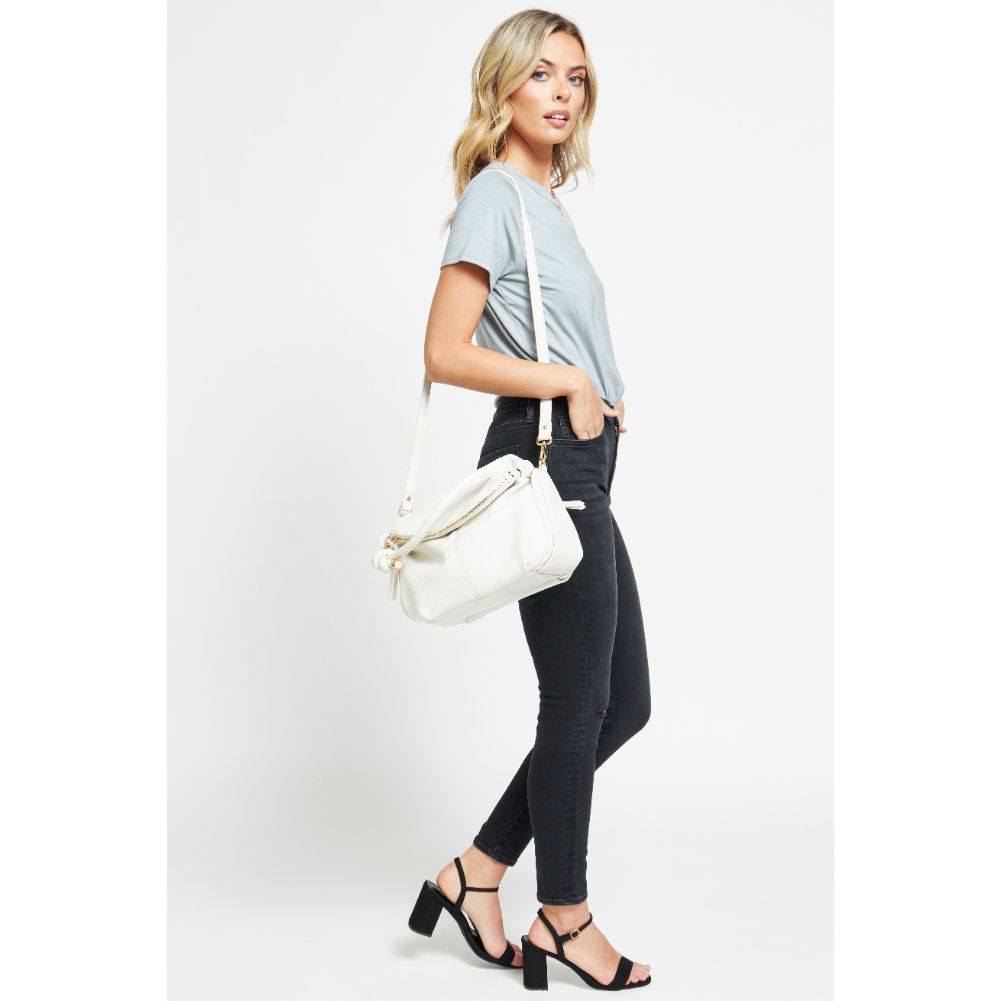 Woman wearing Oatmilk Urban Expressions Layla Messenger 840611179043 View 3 | Oatmilk