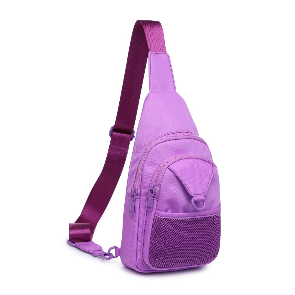 Woman wearing Lilac Urban Expressions Walker - Nylon Sling Backpack 840611110961 View 6 | Lilac