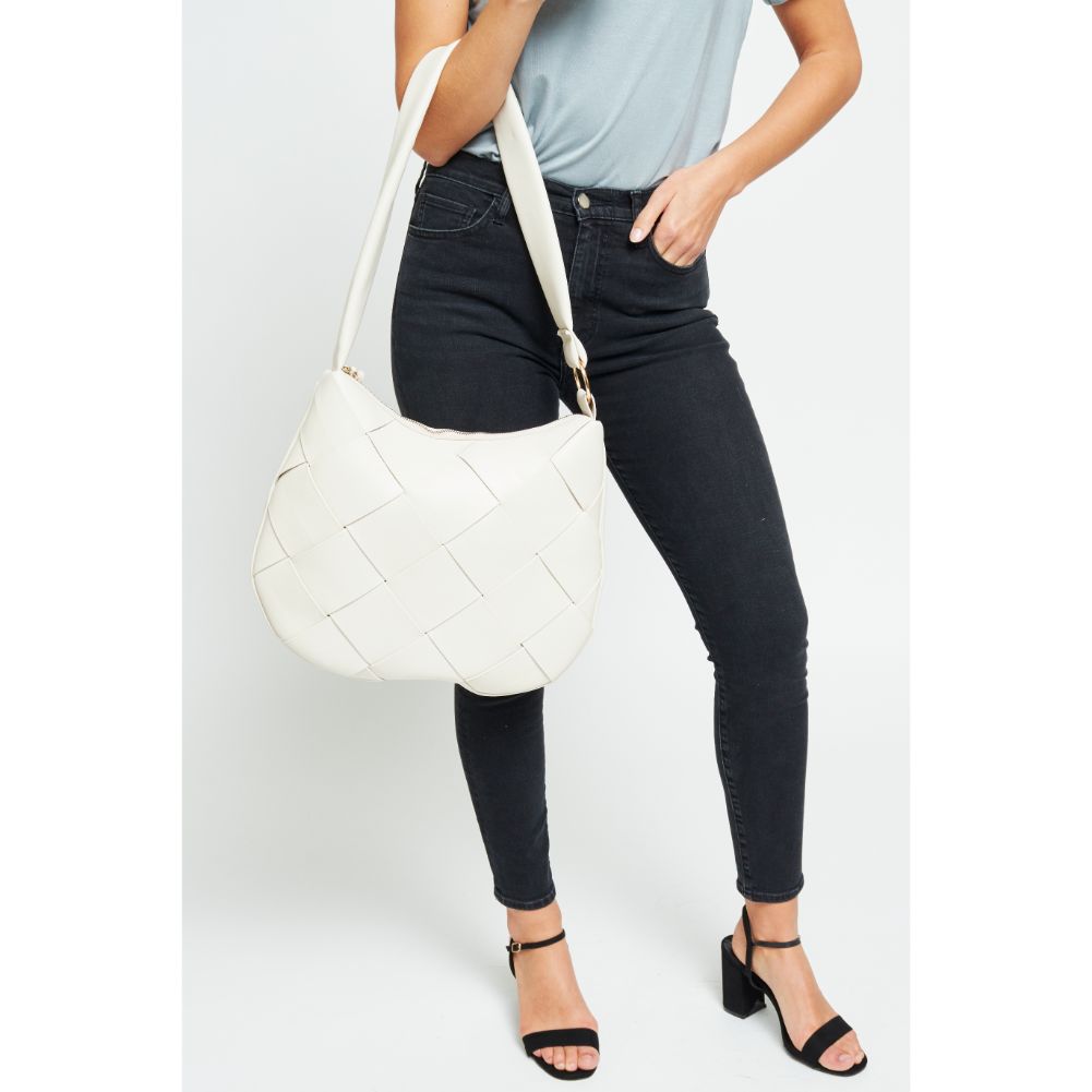 Woman wearing Cream Urban Expressions Mira Messenger 840611179296 View 4 | Cream