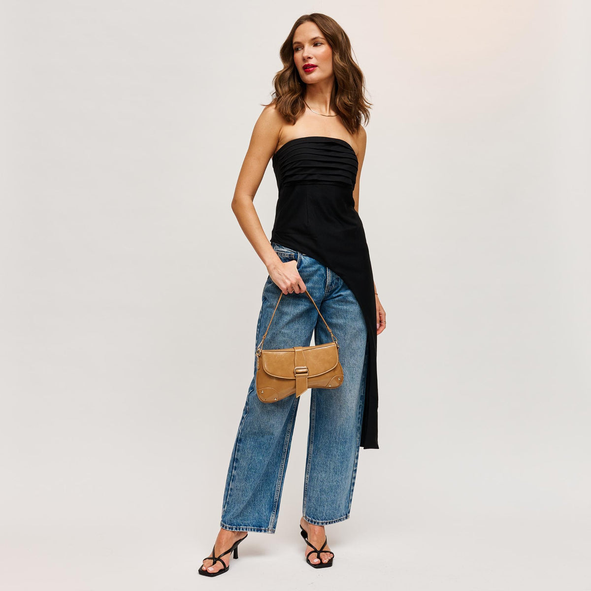 Woman wearing Camel Urban Expressions Hollee Crossbody 840504208553 View 4 | Camel