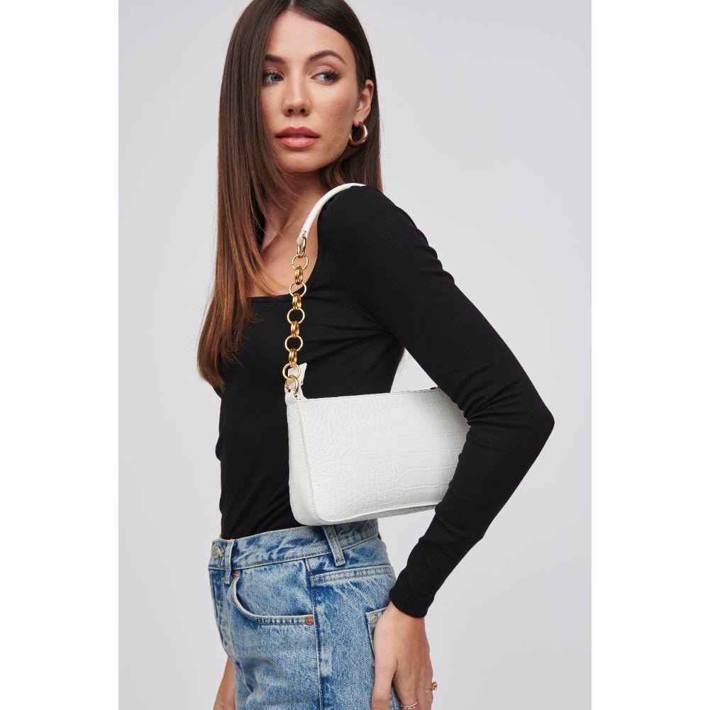 Woman wearing White Urban Expressions Aster Shoulder Bag 818209015479 View 4 | White