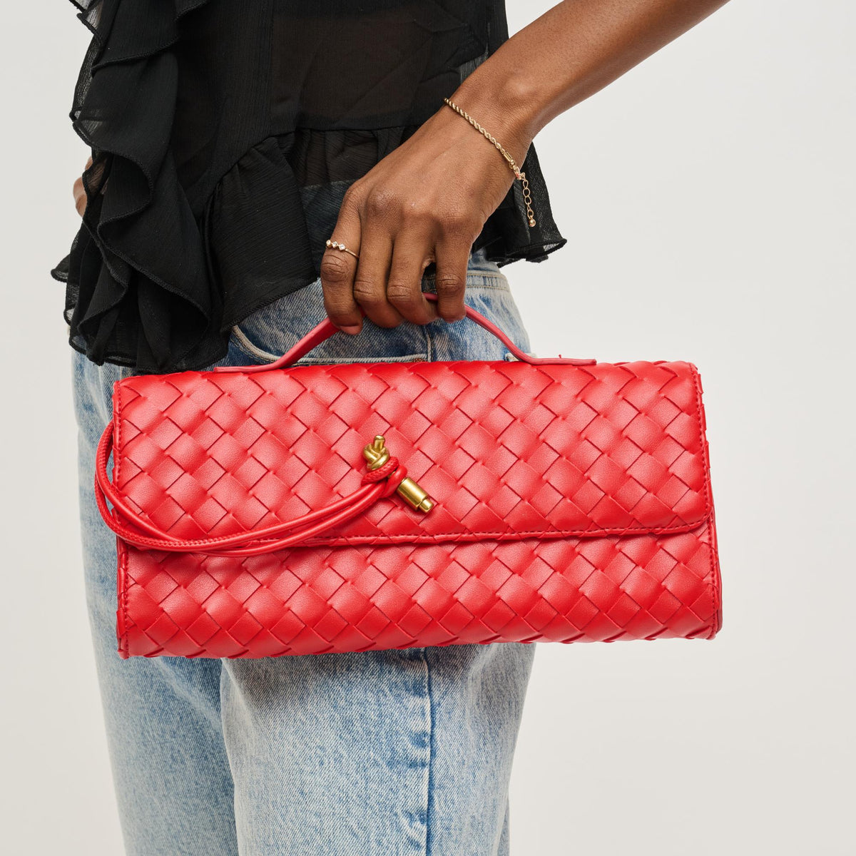 Woman wearing Red Urban Expressions Ada Crossbody 840611161468 View 4 | Red