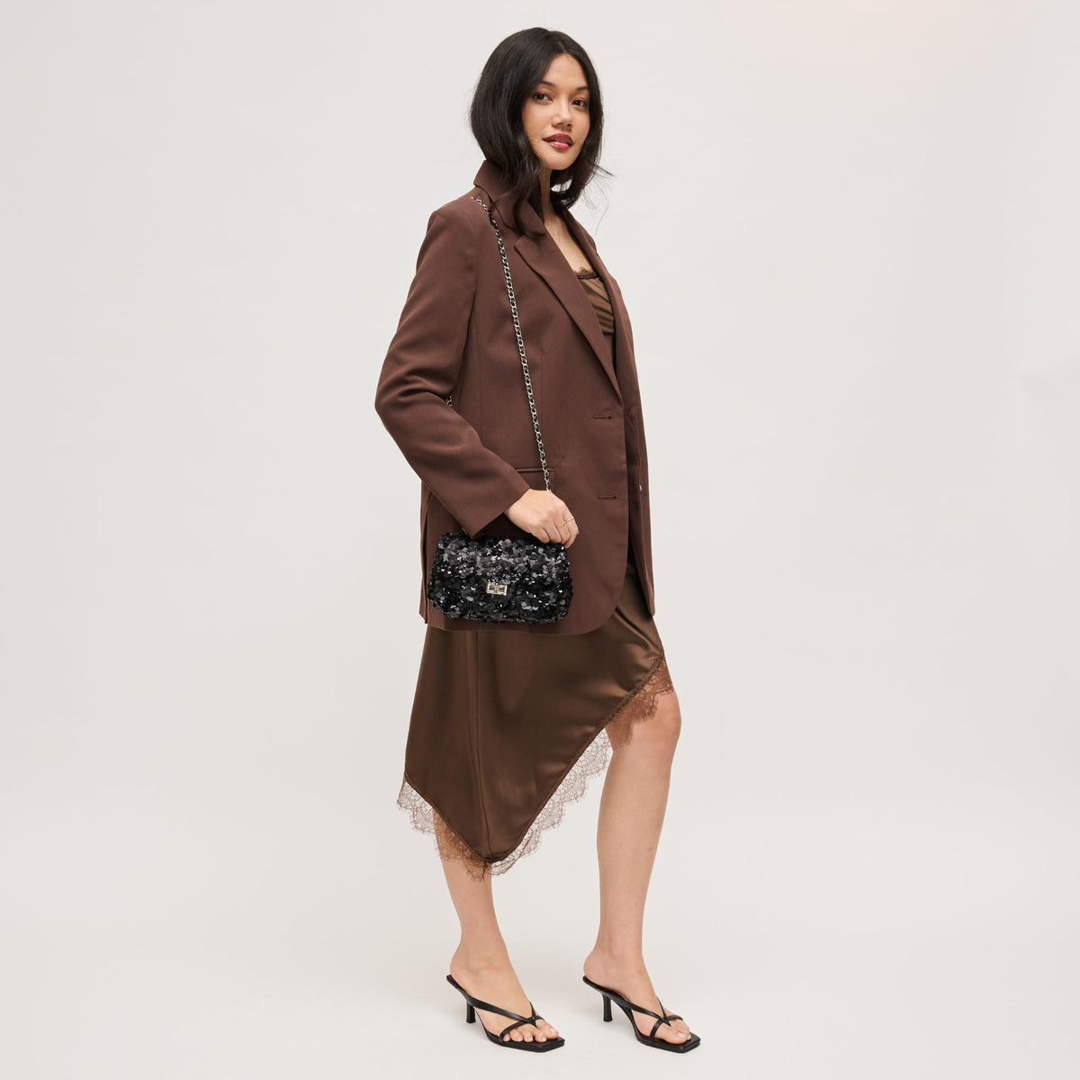 Woman wearing Black Urban Expressions Ella Evening Bag 840504204364 View 3 | Black