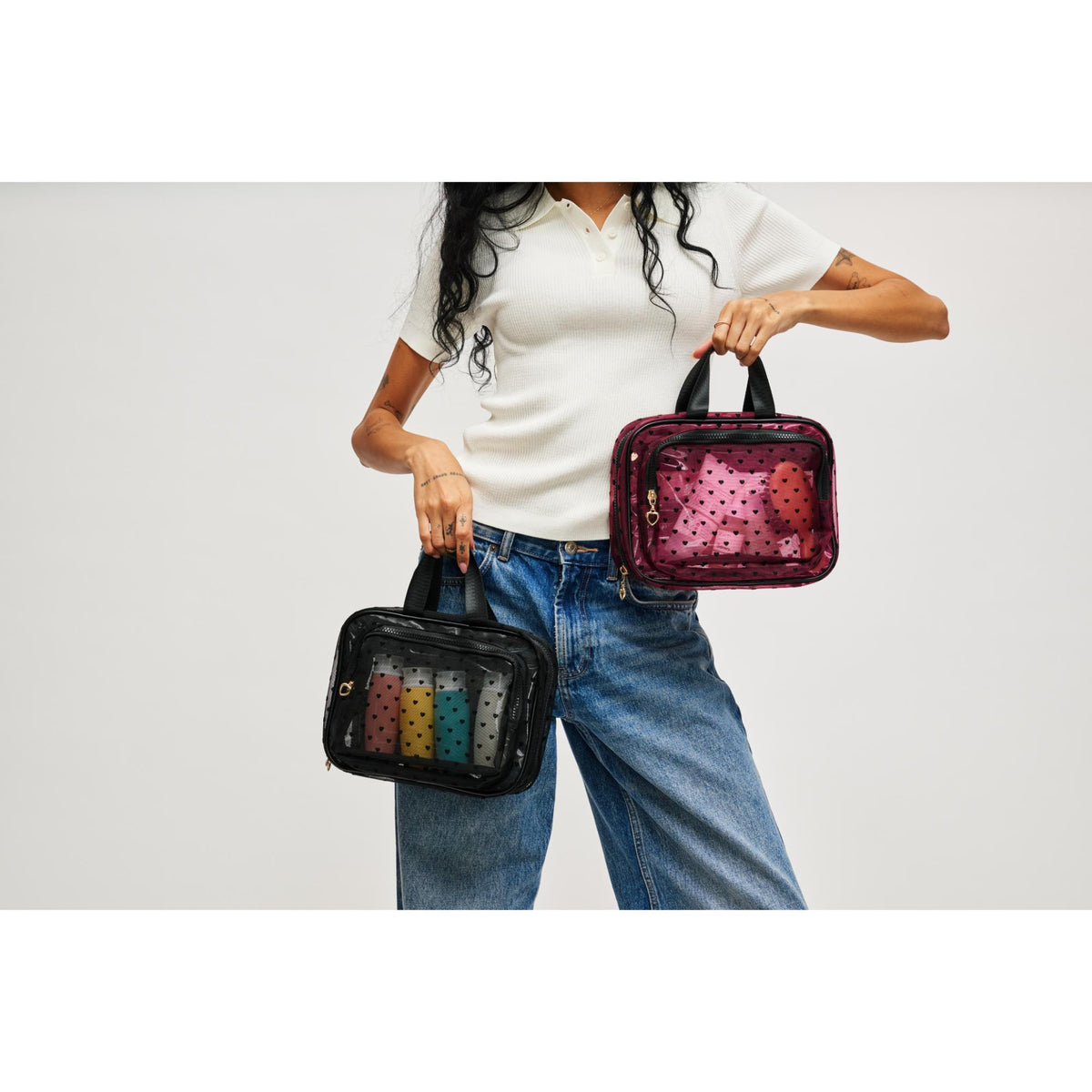 Woman wearing Black Urban Essentials Kiss & Carry Travel Organizer 840611197887 View 3 | Black