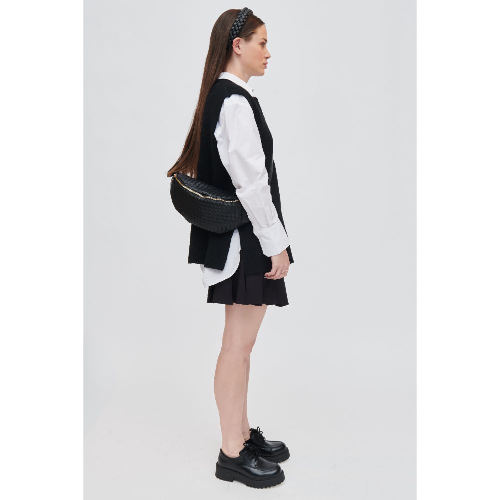 Woman wearing Black Urban Expressions Theos Belt Bag 840611107336 View 3 | Black