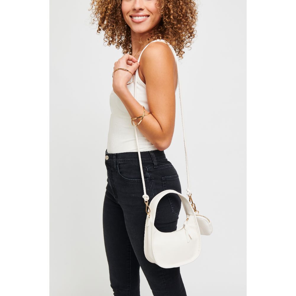 Woman wearing White Urban Expressions Ruby Crossbody 840611181688 View 1 | White