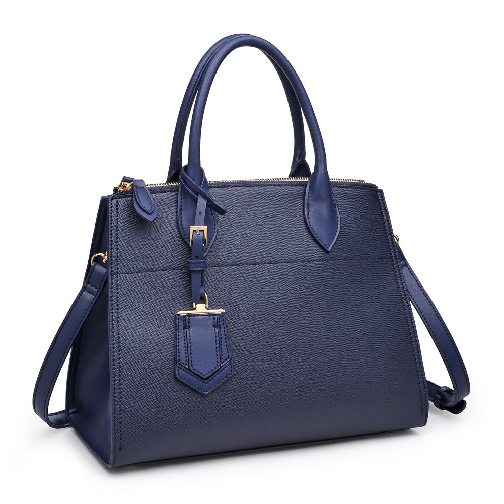 Woman wearing Navy Urban Expressions Cooper Satchel NA-840611153579 View 6 | Navy