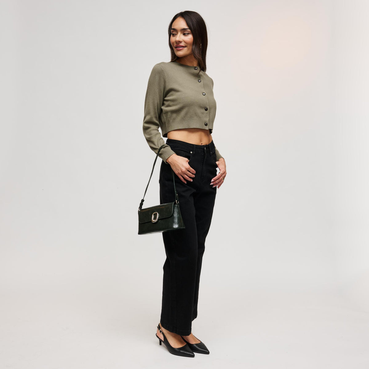 Woman wearing Emerald Urban Expressions Larek Crossbody 840504212345 View 4 | Emerald