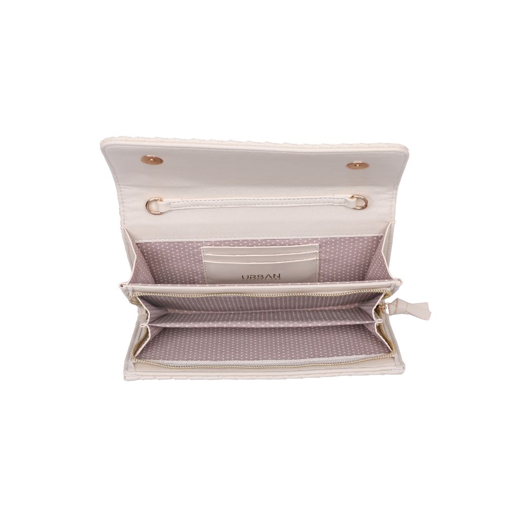 Woman wearing Oatmilk Urban Expressions Wallis Crossbody 840611107527 View 9 | Oatmilk