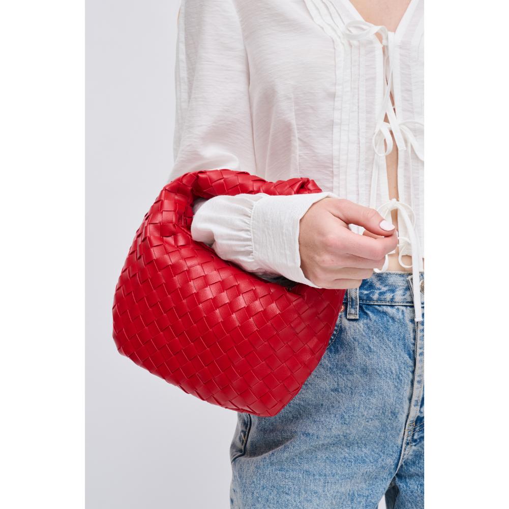 Woman wearing Lipstick Red Urban Expressions Tracy - Woven Clutch 840611121899 View 4 | Lipstick Red