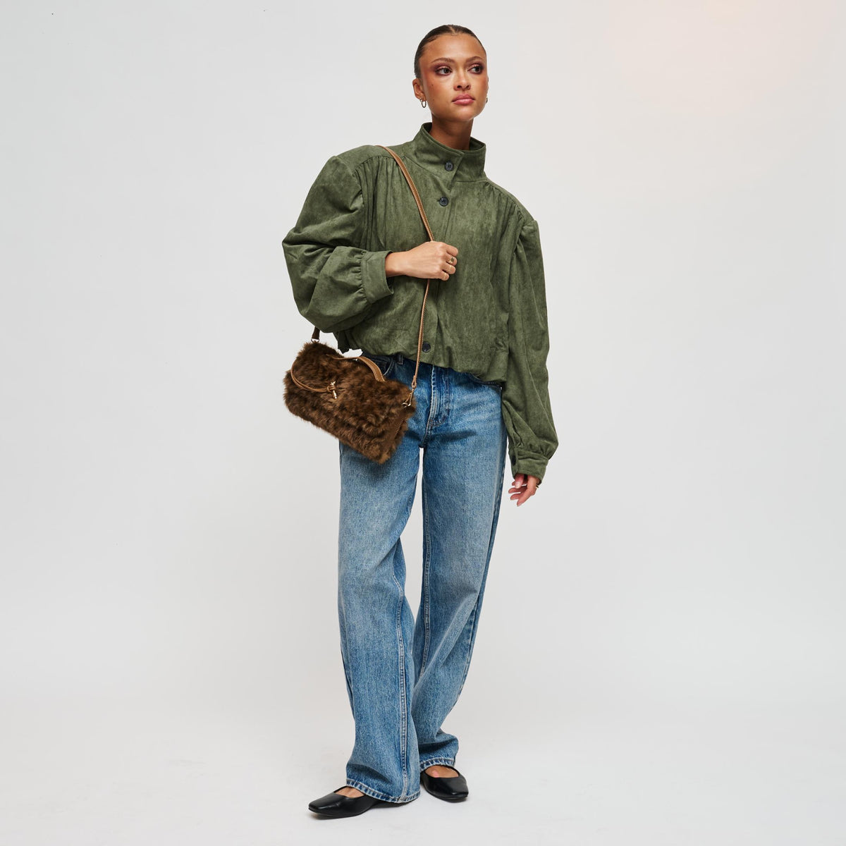 Woman wearing Brown Urban Expressions Ada - Leo Crossbody 840504213373 View 4 | Brown