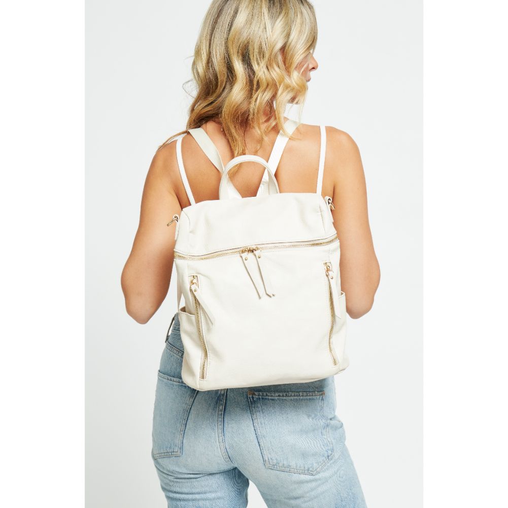 Woman wearing Cream Urban Expressions Jefferson Backpack 840611179760 View 1 | Cream