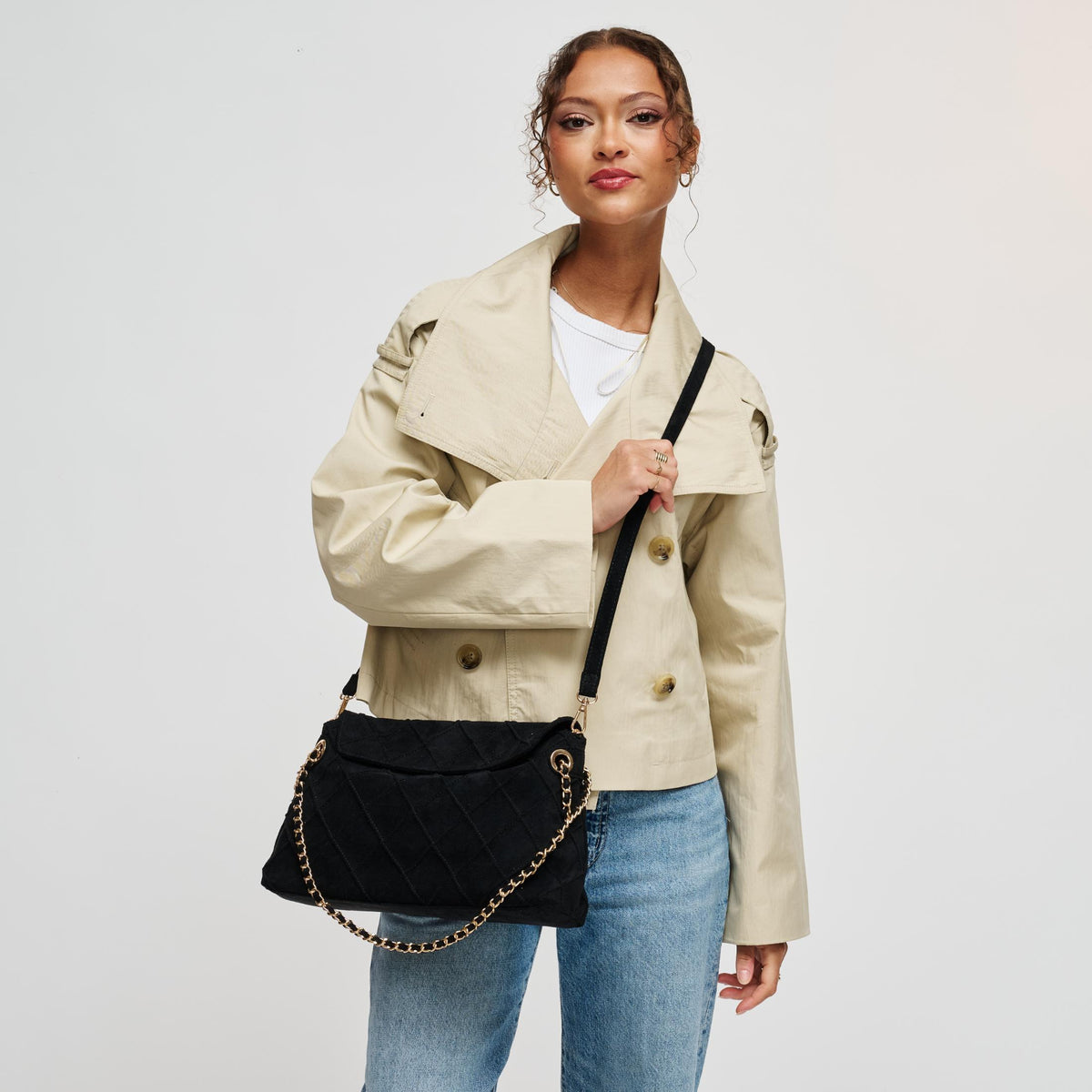 Woman wearing Black Urban Expressions Crew Hobo 840504213717 View 3 | Black