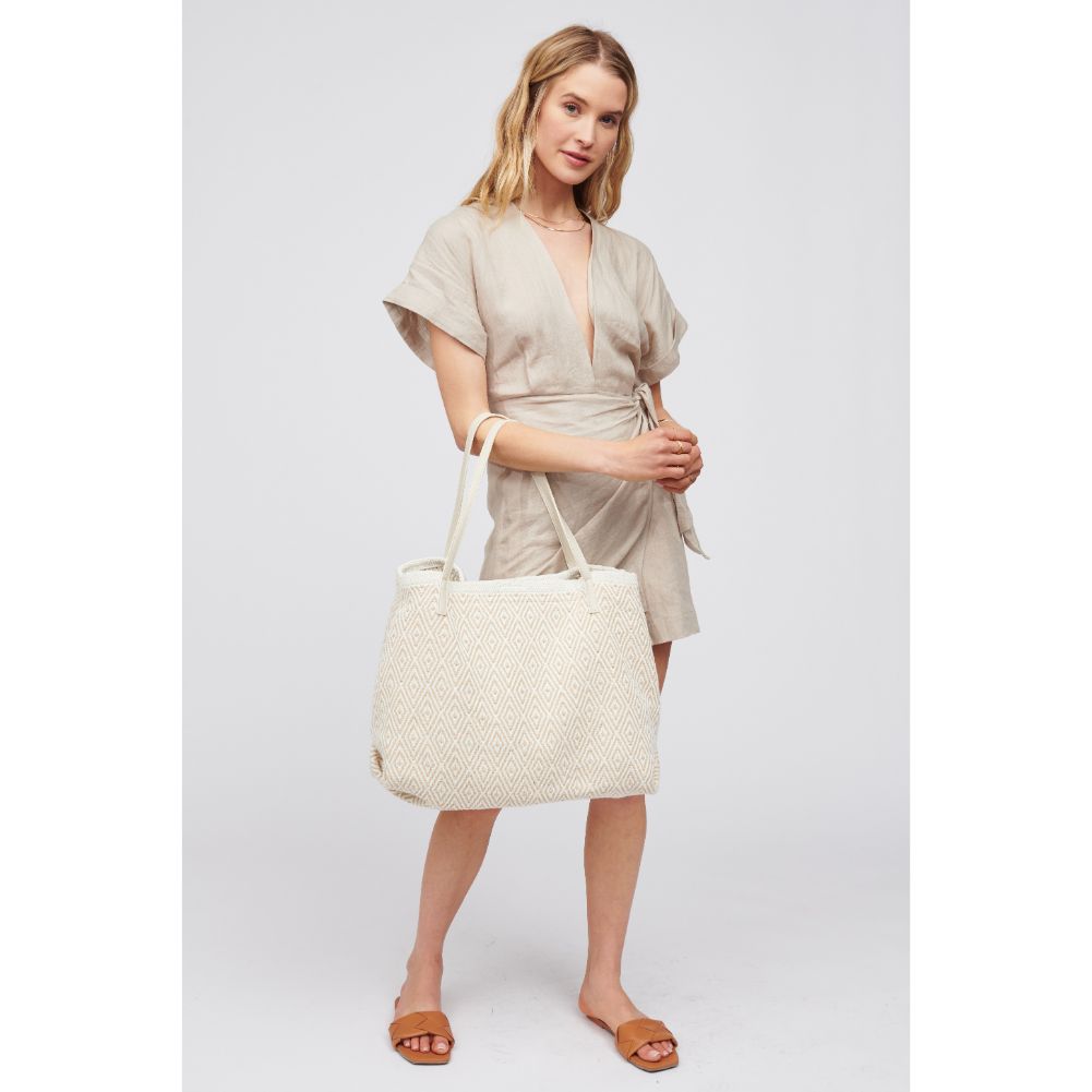 Woman wearing Beige Urban Expressions Katie Tote 818209017930 View 3 | Beige