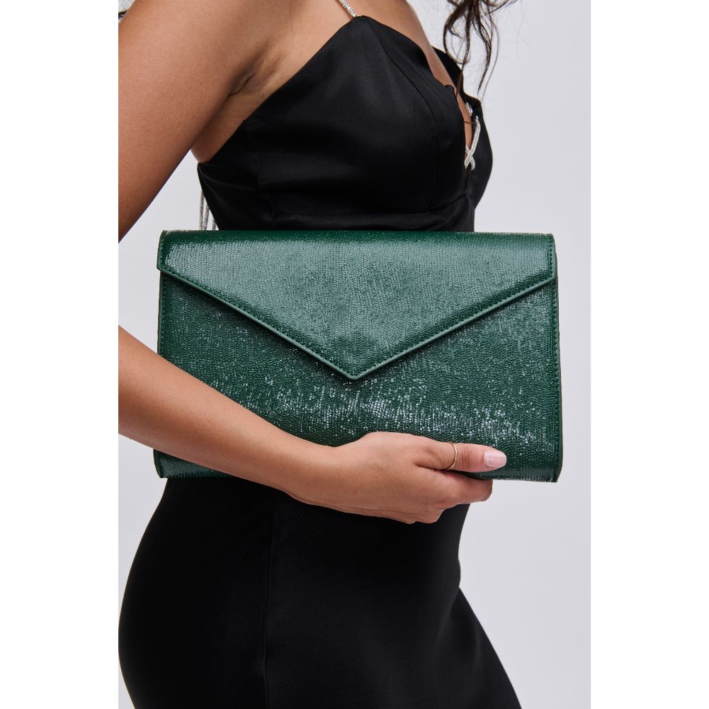Woman wearing Hunter Green Urban Expressions Riva Clutch 840611114570 View 1 | Hunter Green
