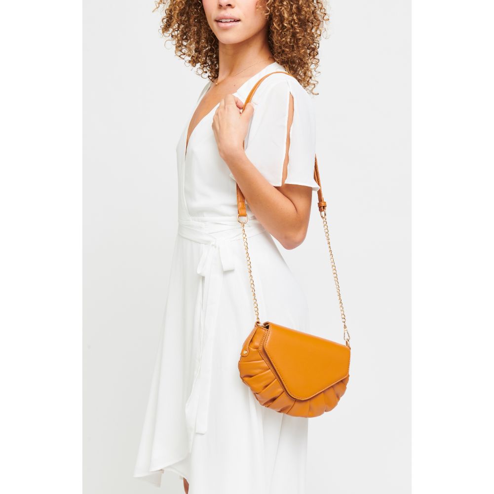 Woman wearing Tan Urban Expressions Gemma Crossbody 840611179463 View 3 | Tan