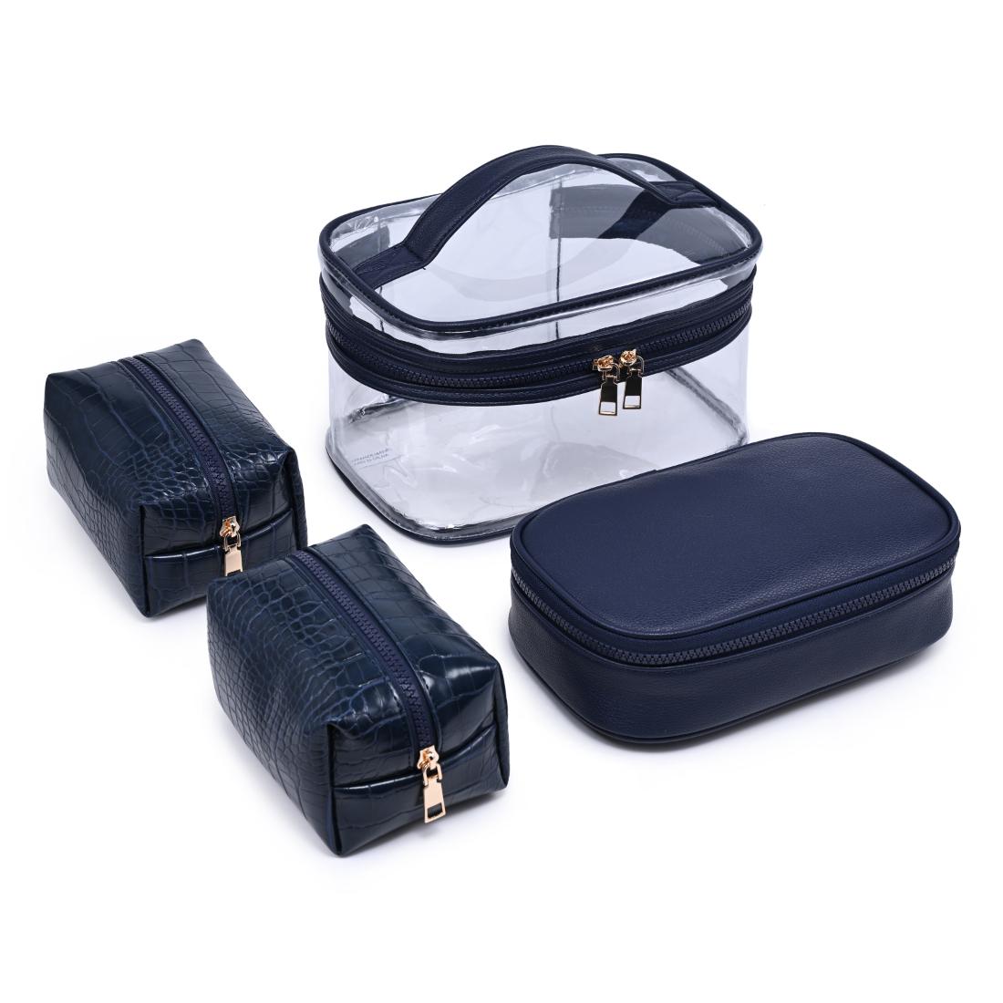 Woman wearing Navy Urban Essentials Croc Chic - 4 Piece Train Case Set 840504215735 View 1 | Navy