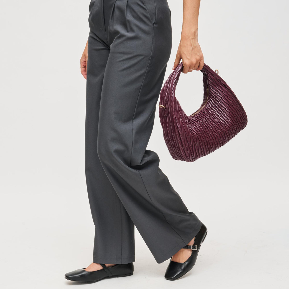 Woman wearing Wine Urban Expressions Amara Crossbody 840611198853 View 3 | Wine