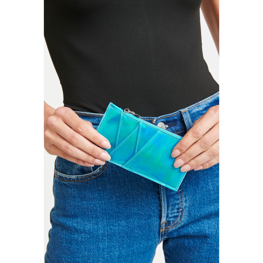 Woman wearing Blue Urban Expressions Aries Card Holder 840611138439 View 2 | Blue