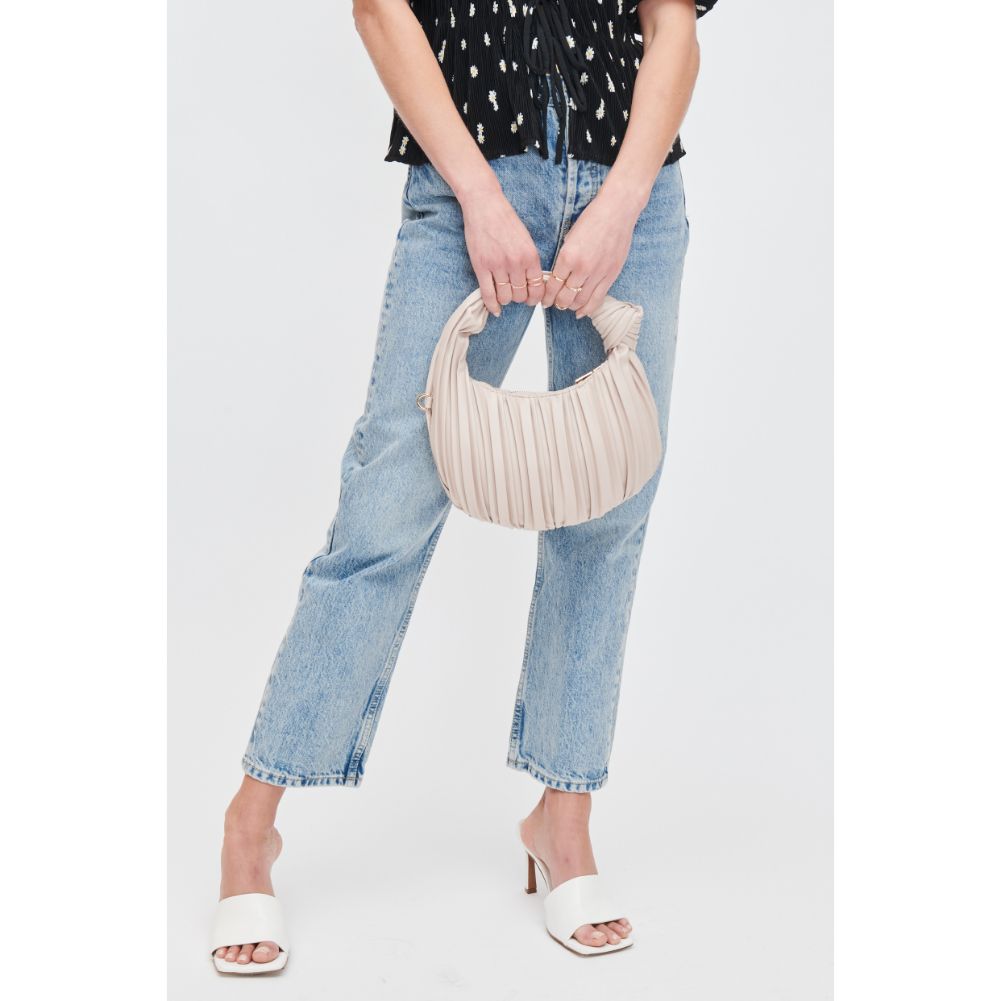Woman wearing Oatmilk Urban Expressions Fawna  - Pleated Crossbody 840611106414 View 2 | Oatmilk