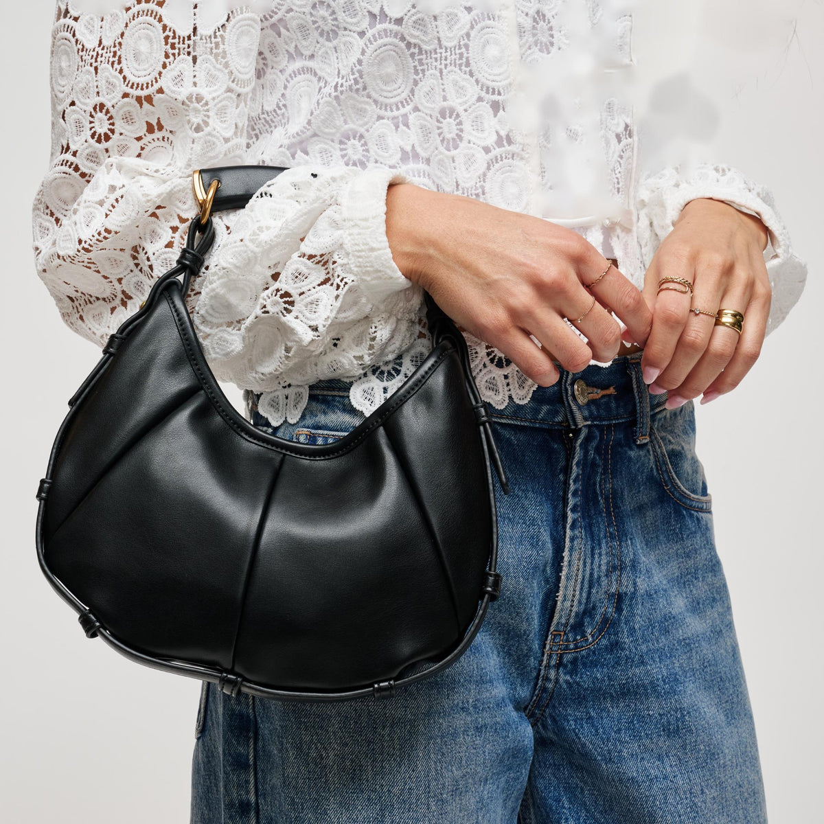 Woman wearing Black Urban Expressions McCarthy - Small Hobo 840504211973 View 1 | Black