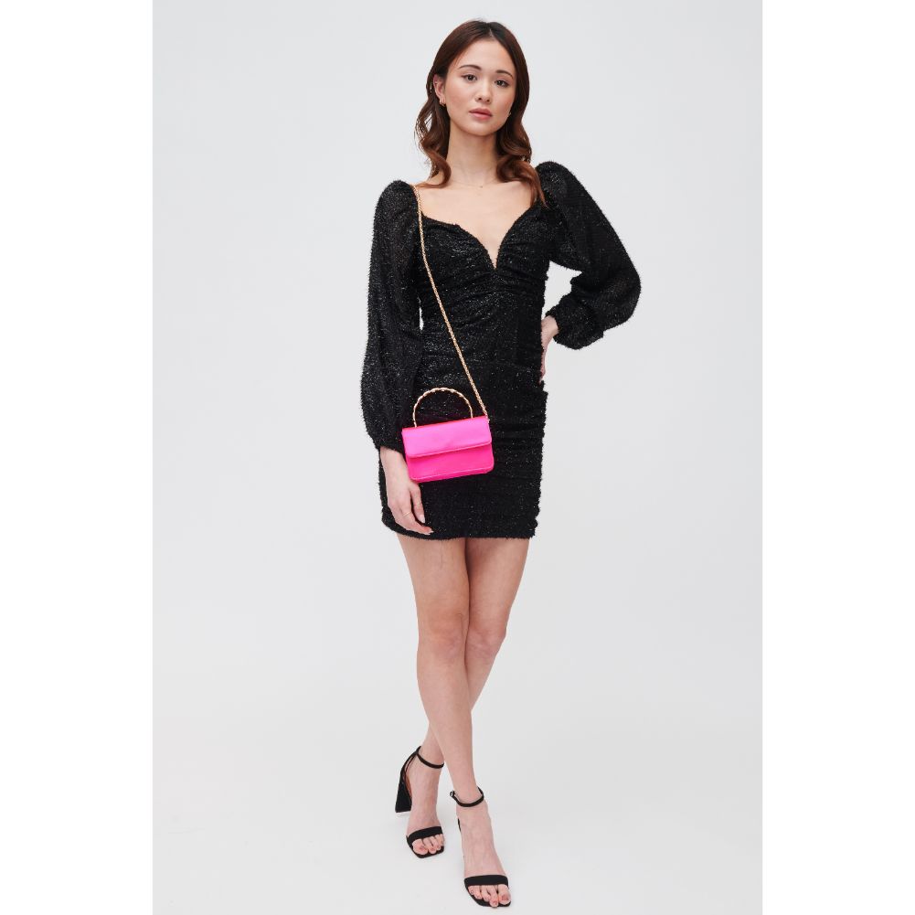 Woman wearing Hot Pink Urban Expressions Zuelia Evening Bag 840611109071 View 3 | Hot Pink