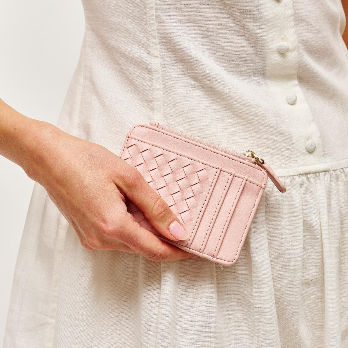 Woman wearing Pink Urban Expressions Bryer Card Holder 840504207778 View 2 | Pink