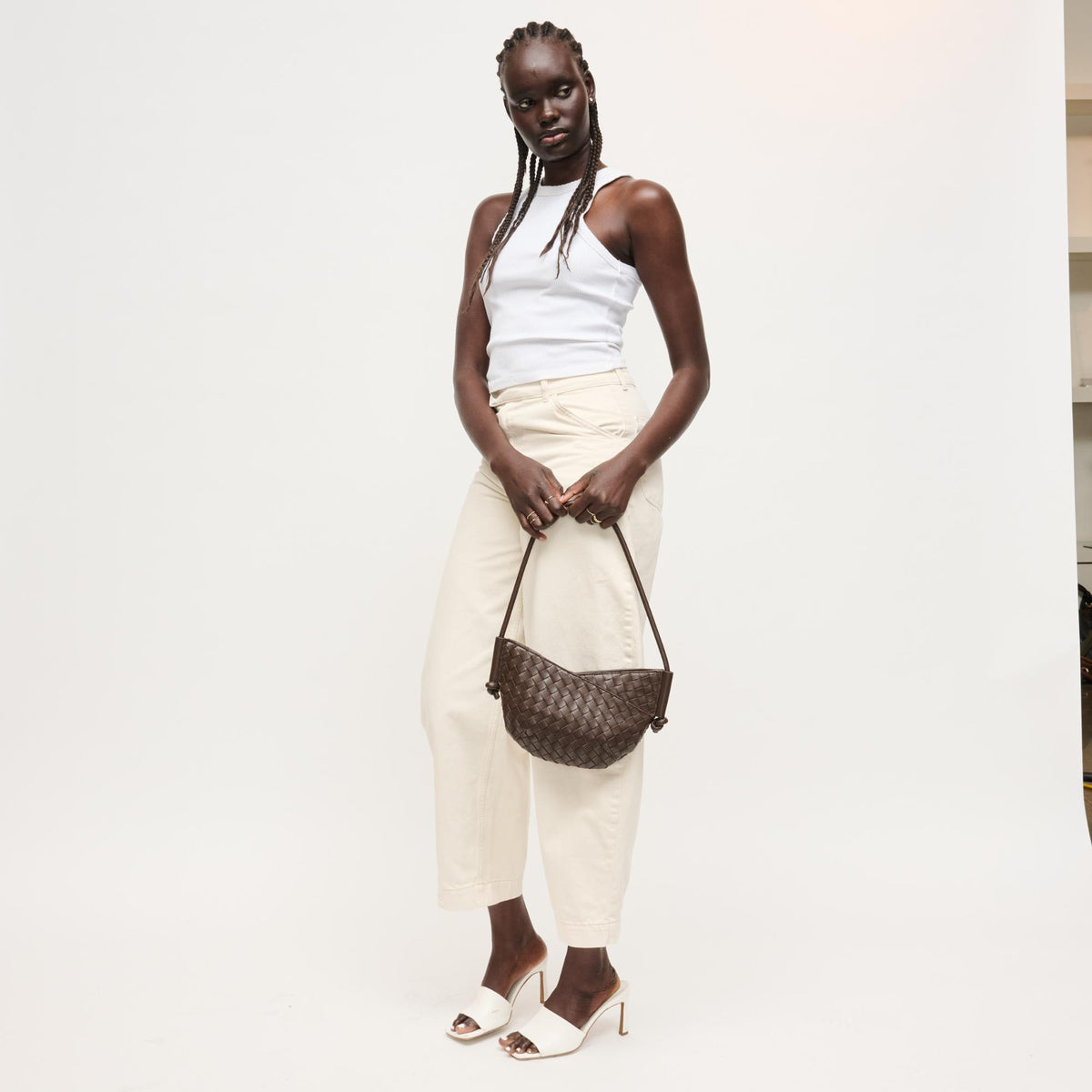 Woman wearing Chocolate Urban Expressions Oakley Shoulder Bag 840504204227 View 4 | Chocolate