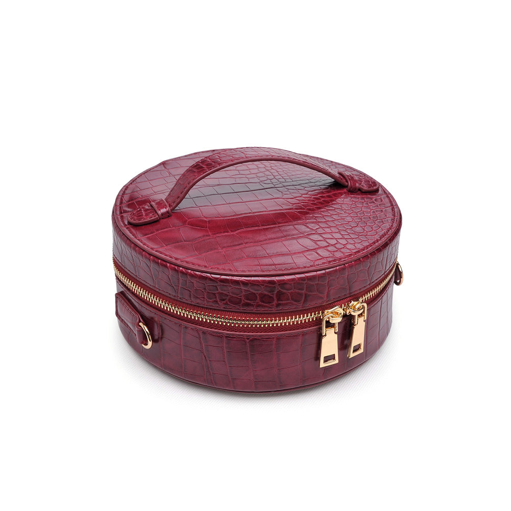 Woman wearing Burgundy Urban Expressions Sawyer Crossbody NA-840611152466 View 2 | Burgundy