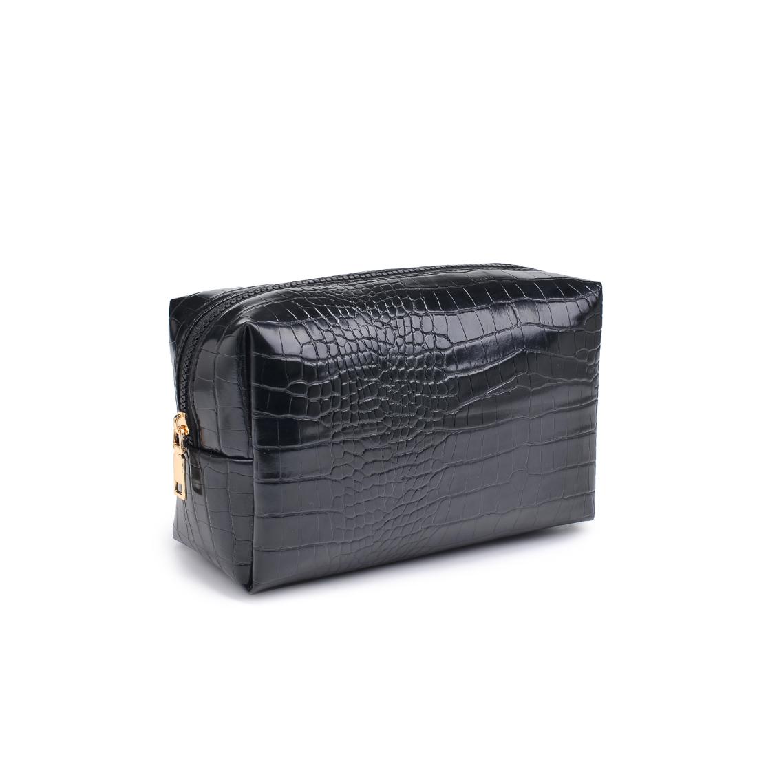 Urban Essentials Croc Chic Cosmetic & Travel Organizer Pouch 840611197269 View 6 | Black