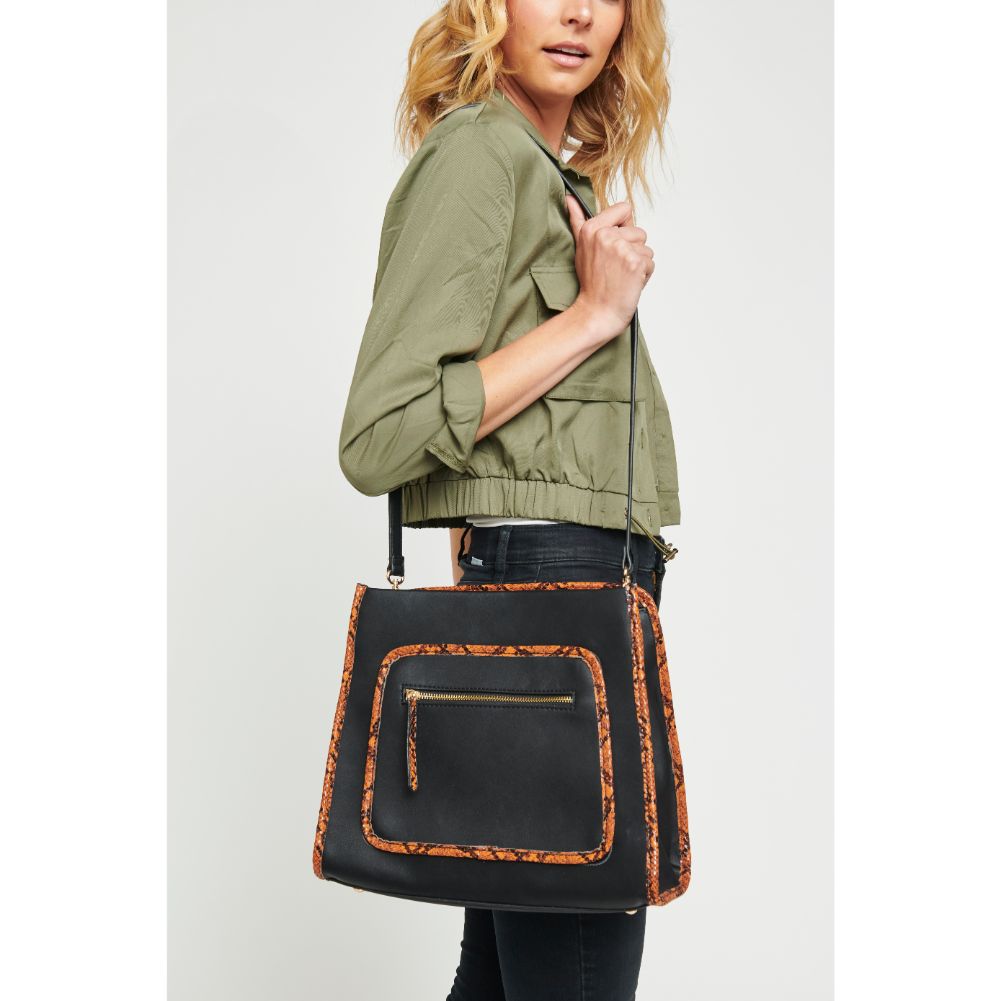 Woman wearing Black Urban Expressions Kai Satchel 840611155733 View 1 | Black
