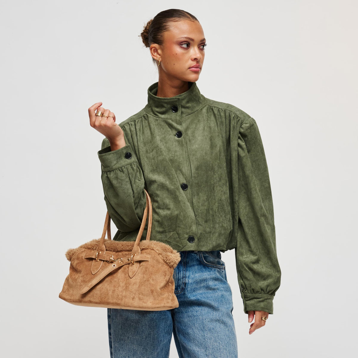 Woman wearing Natural Urban Expressions Tommy Satchel 840504212307 View 3 | Natural