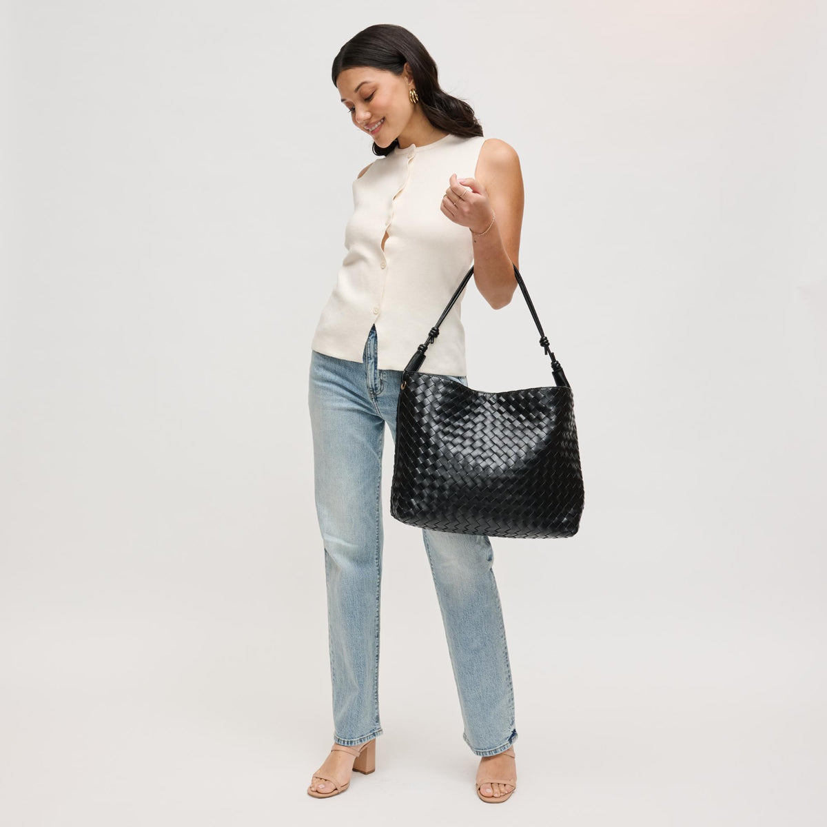 Woman wearing Black Urban Expressions Theo Hobo 840504205576 View 3 | Black