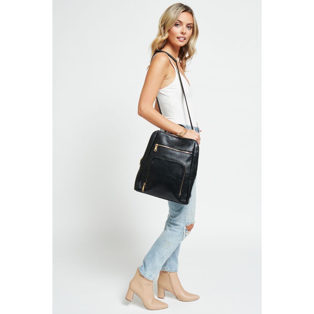 Woman wearing Black Urban Expressions Gramercy Backpack 840611178657 View 2 | Black