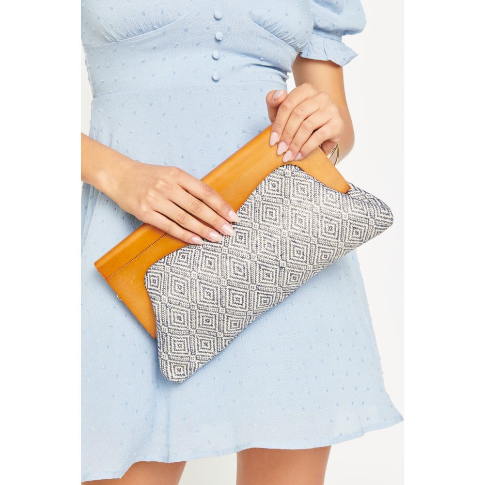 Woman wearing Navy Urban Expressions Calypso Clutch 840611182180 View 2 | Navy