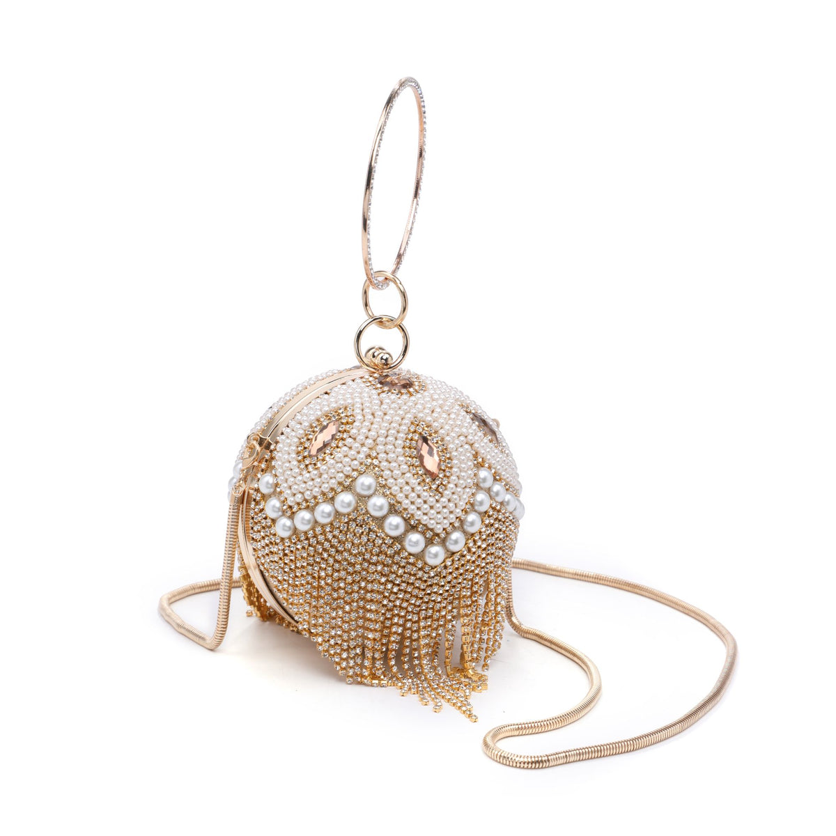 Product Image of Urban Expressions Priyanka Evening Bag 818209014458 View 6 | Gold White