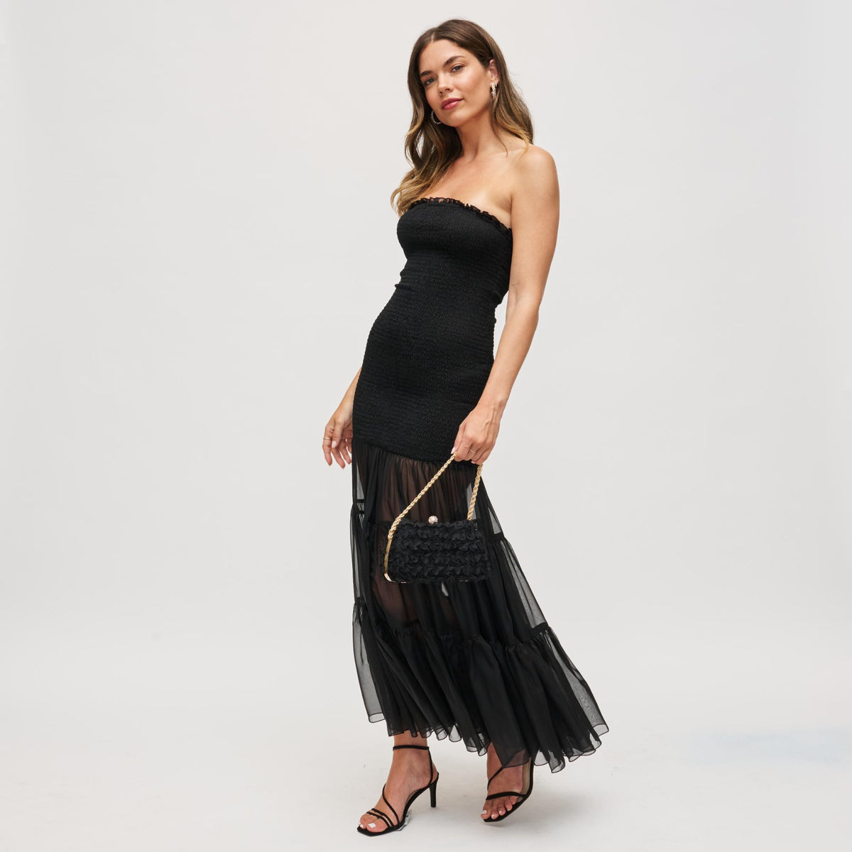 Woman wearing Black Urban Expressions Maxi Evening Bag 840611198747 View 3 | Black