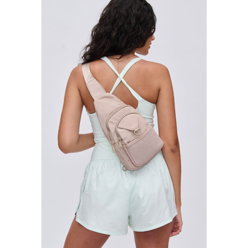 Woman wearing Natural Urban Expressions Walker - Nylon Sling Backpack 840611114396 View 2 | Natural